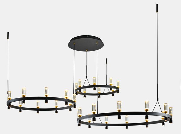 ITALUX PND-83812-60 Almelo závěsné svítidlo LED D1870mm 137,6W/5347lm 3000K černá, zlatá