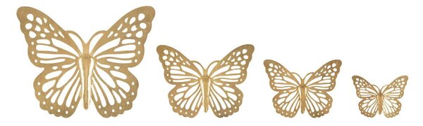 Sada 4 nástěnných kovových dekorací Mauro Ferretti Butterflies