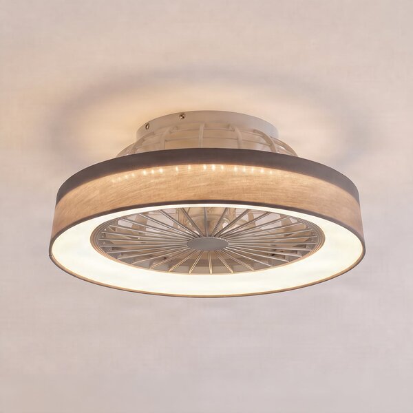 Stropní ventilátor Mace s LED osvětlením, šedý, tichý, DC, Ø 48 cm, CCT – Lindby Lindby, Mace, stmívatelné, Obývací pokoj, Plast, Moderní