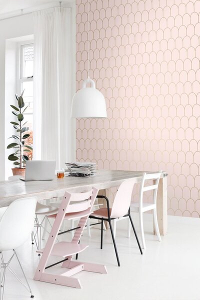 Růžová geometrická vliesová tapeta na zeď 139201, Art Deco, Esta