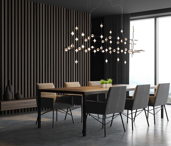 ITALUX MD18001067-55A BG Provenza závěsné svítidlo LED 132W/8800lm 3000K černá, zlatá