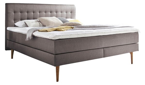 Hnědošedá čalouněná dvoulůžková postel s matrací Meise Möbel Massello, 180 x 200 cm