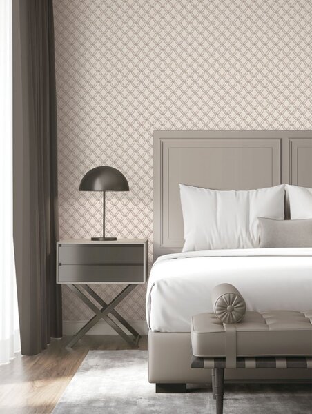 Geometrická vliesová tapeta na zeď, béžová, imitace látky, FT221222, Best Sellers, Design ID