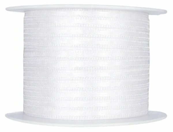 Tenká saténová stužka bílá 3mm x 10m (2,20 Kč/m)