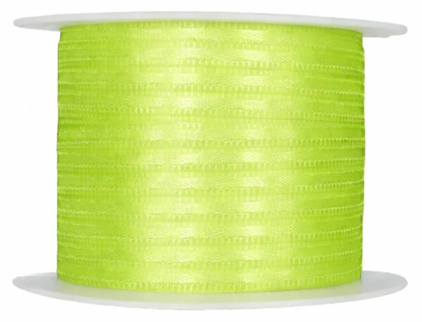 Tenká saténová stužka hráškově zelená 3mm x 10m (2,20 Kč/m)