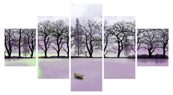 Obraz - Pramice na jezeře (125x70 cm)