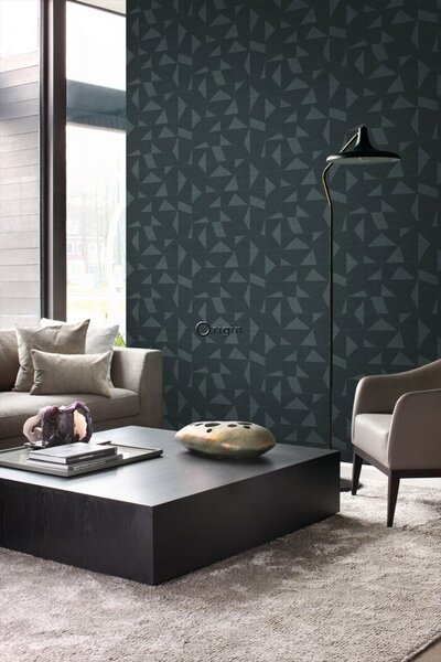 Vliesová modrá geometrická tapeta s látkovou texturou 347756, Natural Fabrics, Origin