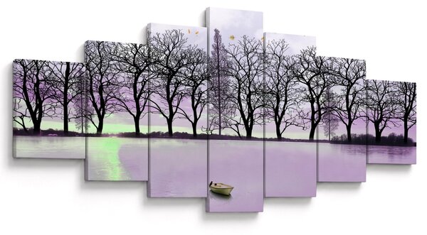 Obraz - Pramice na jezeře (210x100 cm)