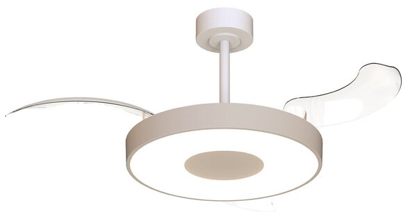 Inteligentní stropní ventilátor LED Coin béžový/bílý DC, tichý – Mantra Mantra Iluminación, Coin, stmívatelné, Béžová, Obývací pokoj, Kov, Moderní