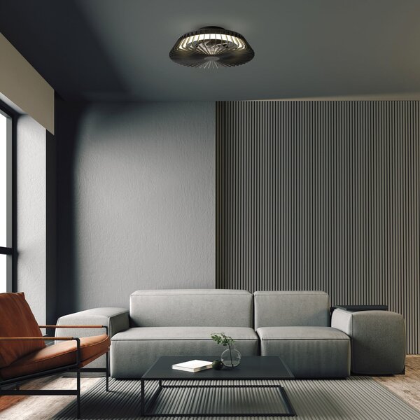 LED stropní ventilátor Himalaya Mini, černý, DC, tichý – Mantra Mantra Iluminación, Himalaya Mini, stmívatelné, Černá, Obývací pokoj, Plast, Moderní