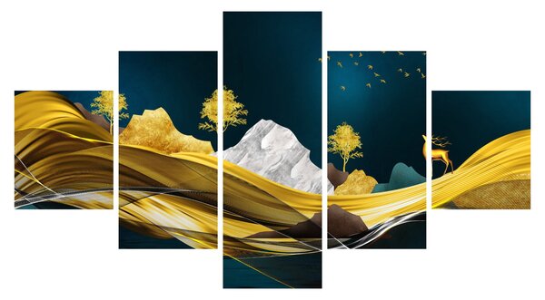 Obraz - Jelen v krajině (125x70 cm)
