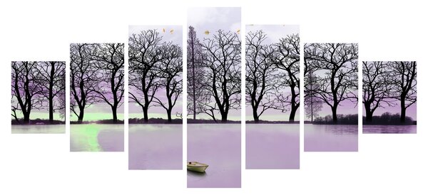 Obraz - Pramice na jezeře (210x100 cm)