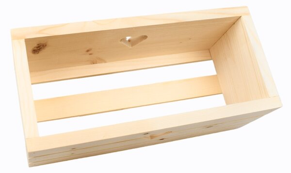 Dřevěný truhlík z masivu srdce- přírodní 40 cm