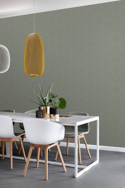 Geometrická vliesová tapeta na zeď, hexagony 148751, Blush, Esta Home