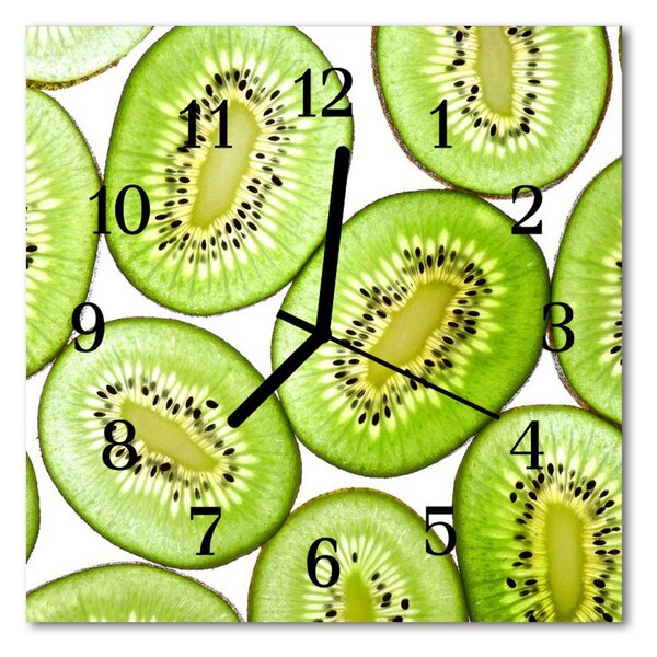 Skleněné hodiny čtvercové kiwi 30x30 cm