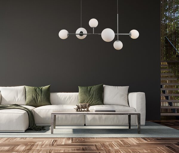 ITALUX PND-31221-6B-CH Vailante závěsné svítidlo 2xE27, 4xE14 chrom, bílá