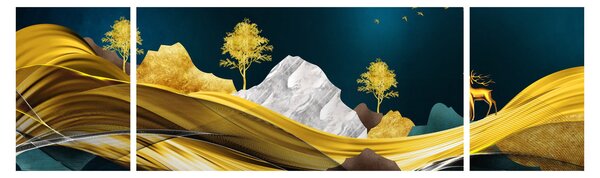 Obraz - Jelen v krajině (170x50 cm)