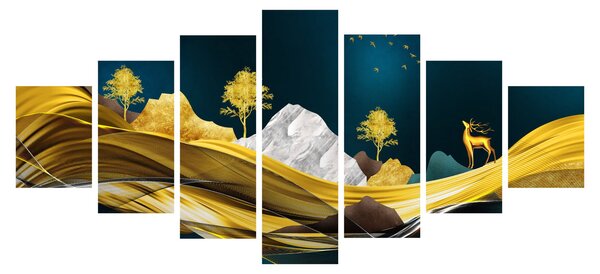 Obraz - Jelen v krajině (210x100 cm)