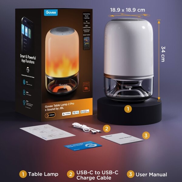 Govee - LED RGBW Stmívatelná stolní lampa s reproduktorem LED/36W/12V Wi-Fi