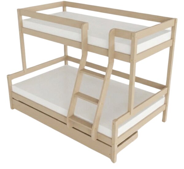 Patrová postel LUCKY s předním žebříkem 90x200, 120x200 cm - Béžová, Zvolte šuplík: Úložný šuplík, Zvolte stranu: Vpravo