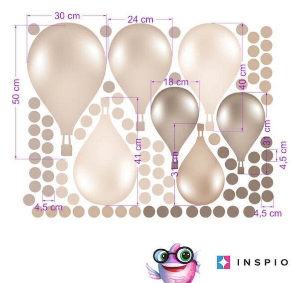 INSPIO-textilní přelepitelná samolepka - Samolepky na zdi - Smetanovo-hnědé samolepicí balóny v norském stylu