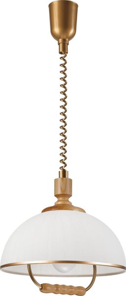 Stahovací lustr RAMONA 1xE27/60W/230V hnědá/bílá/dub