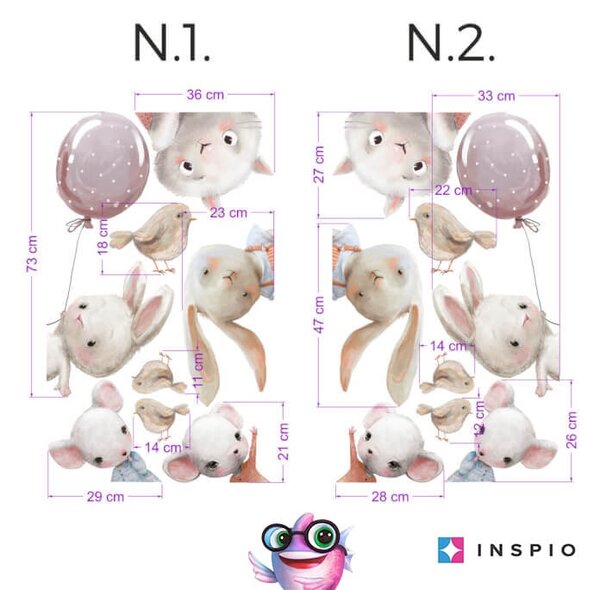 INSPIO-textilní přelepitelná samolepka - Samolepky na zeď pro děti - Akvarelová zvířátka kolem dveří