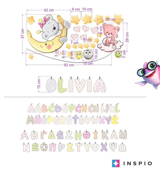 INSPIO-textilní přelepitelná samolepka - Samolepka na zdi - Zvířátka s holčičím jménem