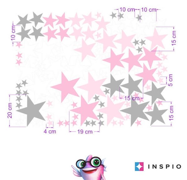INSPIO-textilní přelepitelná samolepka - Dětské samolepky na zeď - Růžové souhvězdí