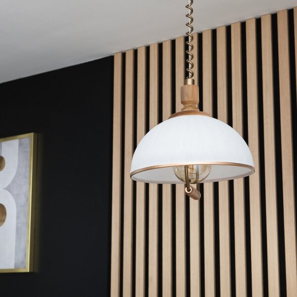 Stahovací lustr RAMONA 1xE27/60W/230V hnědá/bílá/dub