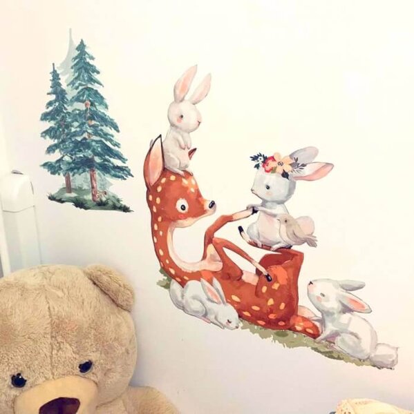 INSPIO-textilní přelepitelná samolepka - Dětské samolepky na zeď - Lesní zvířátka