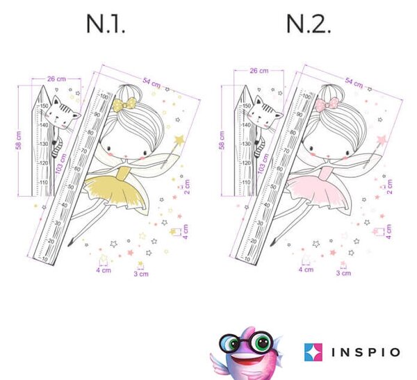 INSPIO-textilní přelepitelná samolepka - Samolepky do dětského pokoje - INSPIO víla ve dvou barvách - dětský metr