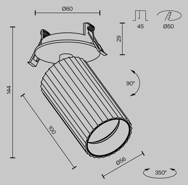 M C110CL-01-GU10-B Vestavné svítidlo Calipso GU10x1 10W IP 20 C110CL-01-GU10-B - MAYTONI