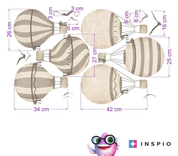 INSPIO-textilní přelepitelná samolepka - Samolepky na zeď pro děti - Samolepky balónů v neutrálních odstínech