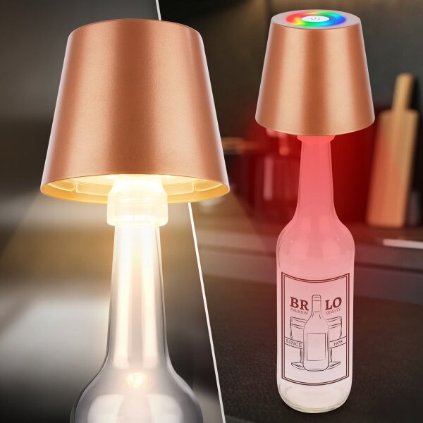 Briloner 7510013-LED RGB Stm stolní lampa CALIDA 2,5W/5V IP44 1200mAh bronzová