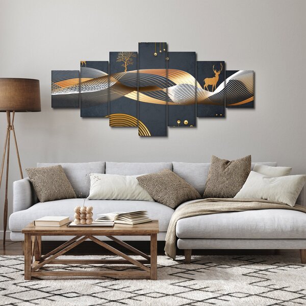 Obraz - Grafika s jelenem (210x100 cm)