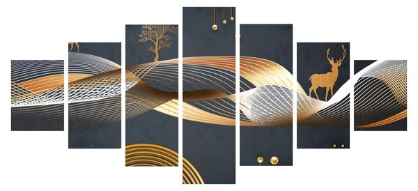 Obraz - Grafika s jelenem (210x100 cm)