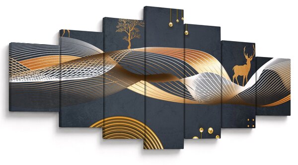 Obraz - Grafika s jelenem (210x100 cm)