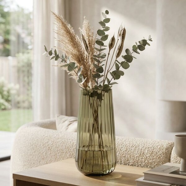 SKLENĚNÁ VÁZA RONA DECO FADE EMERALD 25CM