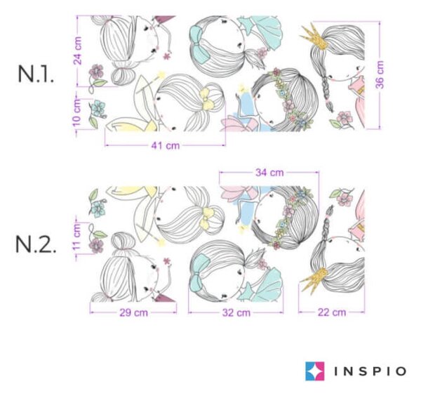 INSPIO-textilní přelepitelná samolepka - Samolepky na zeď pro holčičky - INSPIO víly kolem dveří
