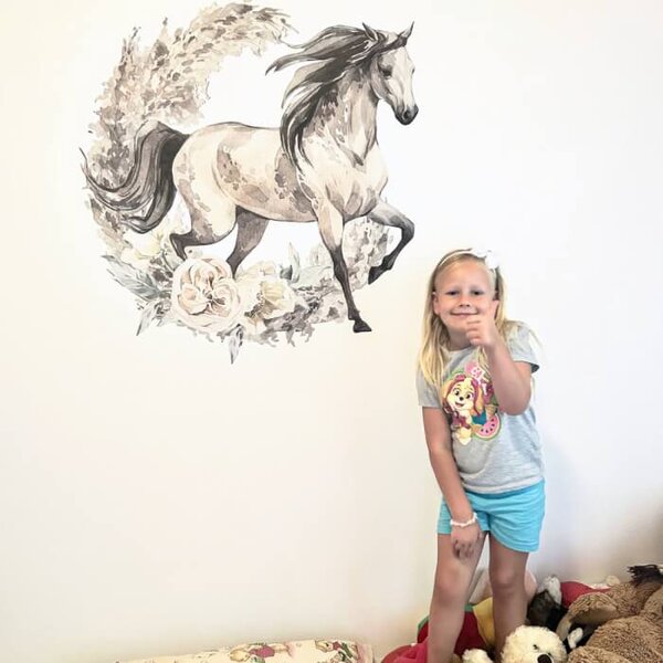 INSPIO-textilní přelepitelná samolepka - Samolepky na zeď - Hnědý kůň v boho stylu
