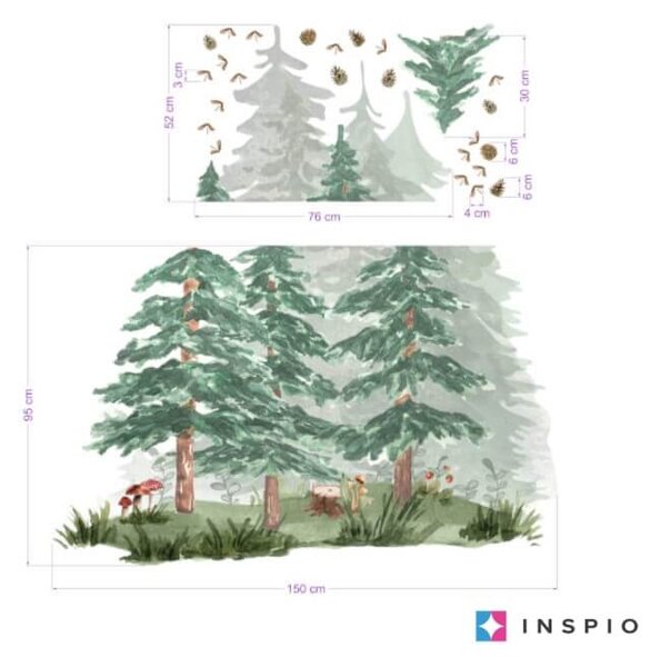 INSPIO-textilní přelepitelná samolepka - Samolepky na zeď - Lesní krajina v dětském pokoji