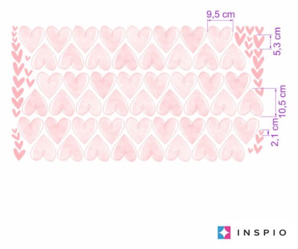 INSPIO-textilní přelepitelná samolepka - Dětské samolepky na zeď - Růžové samolepicí srdíčka