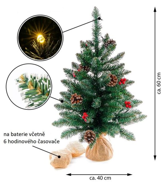 Vánoční stromek s osvětlením 60 cm, 30 LED