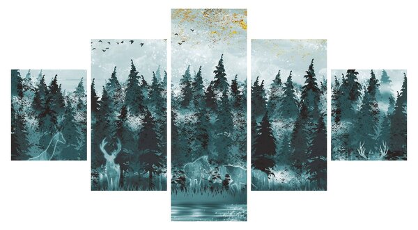 Obraz - Zvířata v lese (125x70 cm)
