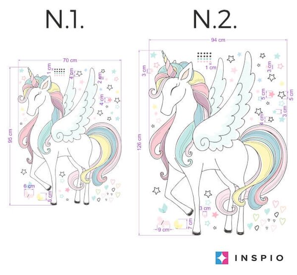 INSPIO-textilní přelepitelná samolepka - Nálepky na zeď - Samolepicí jednorožec pro holky