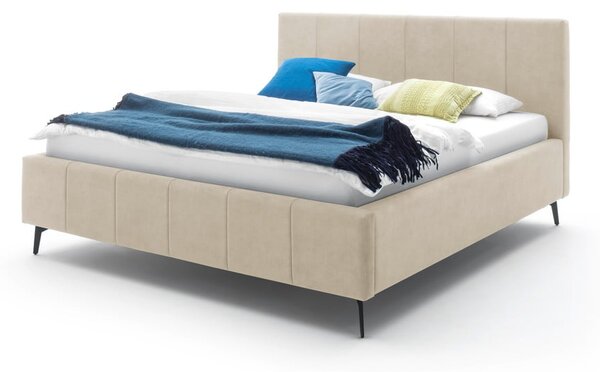 Béžová čalouněná dvoulůžková postel s úložným prostorem s roštem 160x200 cm Lizzano – Meise Möbel