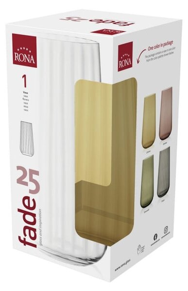 SKLENĚNÁ VÁZA RONA DECO FADE CITRINE 25CM