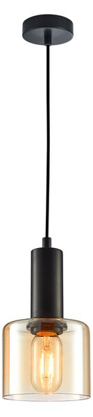 ITALUX PND-65342-1-BK+AMB Santia závěsné svítidlo 1xE27 D120mm černá, jantarová