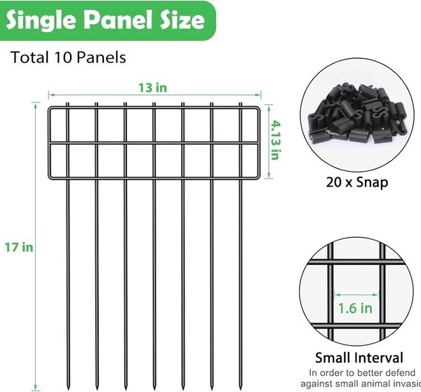 10 kusů plotů pro oddělení zvířat, výška 43 cm, délka 10 stop, vhodné pro psy a králíky